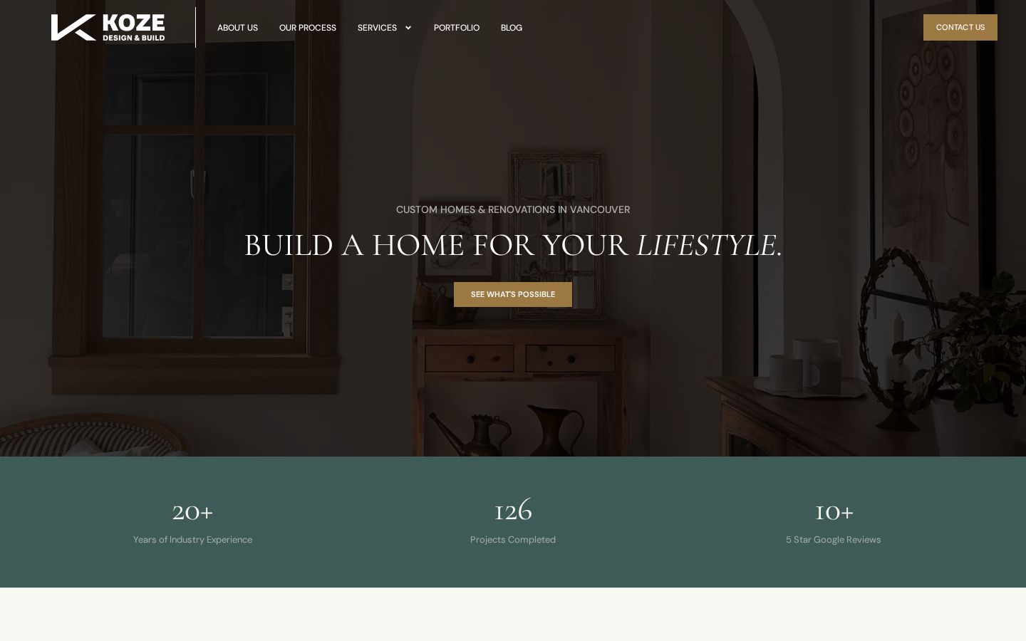 Sito web realizzato per Koze Design Build